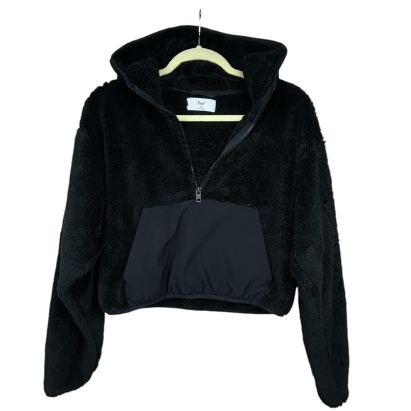 Aritzia TNA Keaton Hoodie SMALL 1/2 Zip Warm Fleece DarkAcademia Grunge Goth - Picture 2 of 16